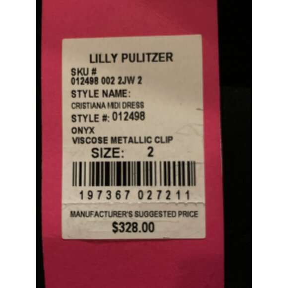 Lilly Pulitzer Cristiana Black Gold Dot Midi Dress Size 2 New With tag - Picture 7 of 8
